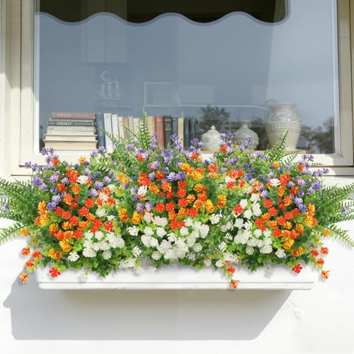ddckj Plante Artificielle Exterieur 8 Bouquets Fleurs artificielles extérieures aux UV Plante Artificielle Exterieur pour Maison, Balcon, Panier Suspendu,...