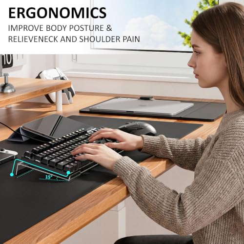 Image of Egchi Computer Keyboard Stand PC Keyboard Stand, Acrylic Tilted Keyboard Stand for Ergonomic Typing Clear Keyboard Tray for Easy Typing and Working, Keyboard Holder with Silicone Non-Slip Case