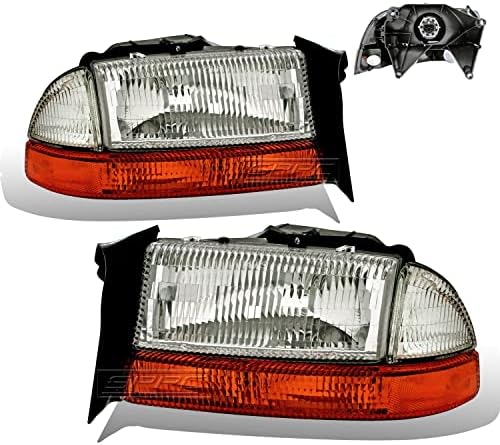 SPPC Chrome Headlights Assembly Sets (4Pc) For Dodge Dakota/Durango (Pair) High/Low Beam Bulb Included Driver Left and Passenger Right Side Replacement