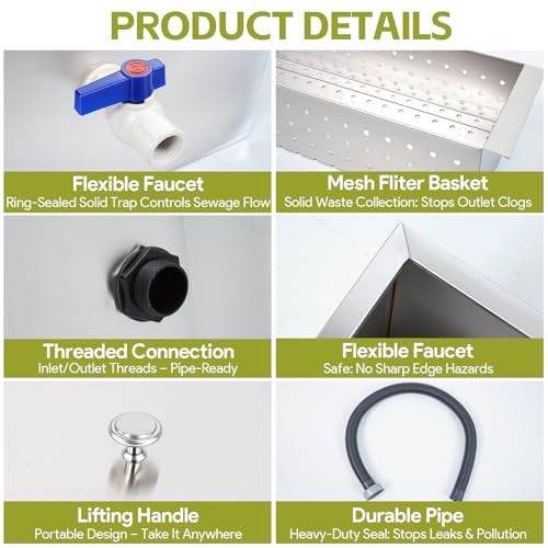 WUDLEP Commercial Grease Trap, 72L Stainless Steel Grease Trap Water Oil Filter Separator with 3 Top Inlet for Home Restaurant Canteen Kitchen Sink, with Removable Baffles 60X40X30cm - Image 2