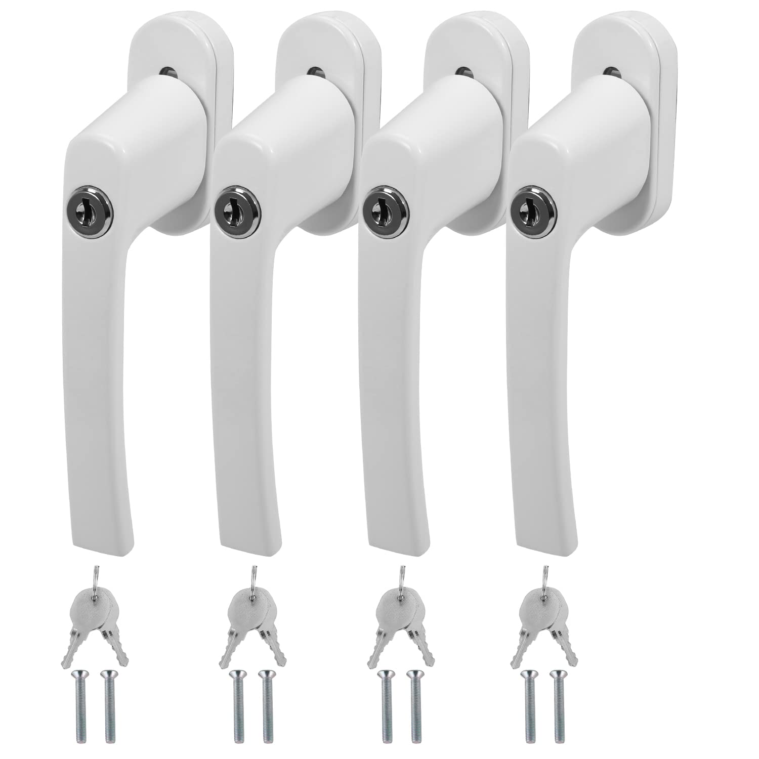 Sonnewelt 4 tiradores de seguridad para ventana con cerradura, aluminio, seguridad infantil con cerradura de 35 mm de longitud, cierre con llave, mango de ventana blanco