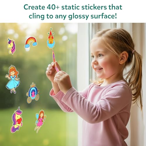 Image of Skillmatics Cling Art - Color Clingz Unicorns & Princesses, 40+ Reusable Static Stickers, Mess-Free Fun for Kids, DIY Craft Kits & Supplies, Travel Toys, Creative Gifts for Kids Ages 3, 4, 5, 6, 7
