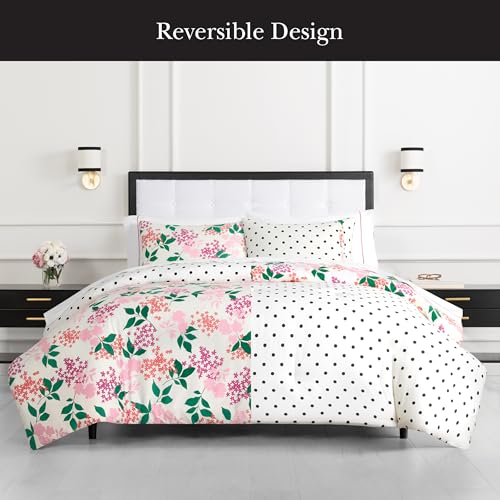 Image of kate spade new york Bold Blossoms King Comforter Set, 300 Thread Count Cotton Reversible Cover, All Season 3 Piece Bedding, Machine Washable, Floral Multicolor