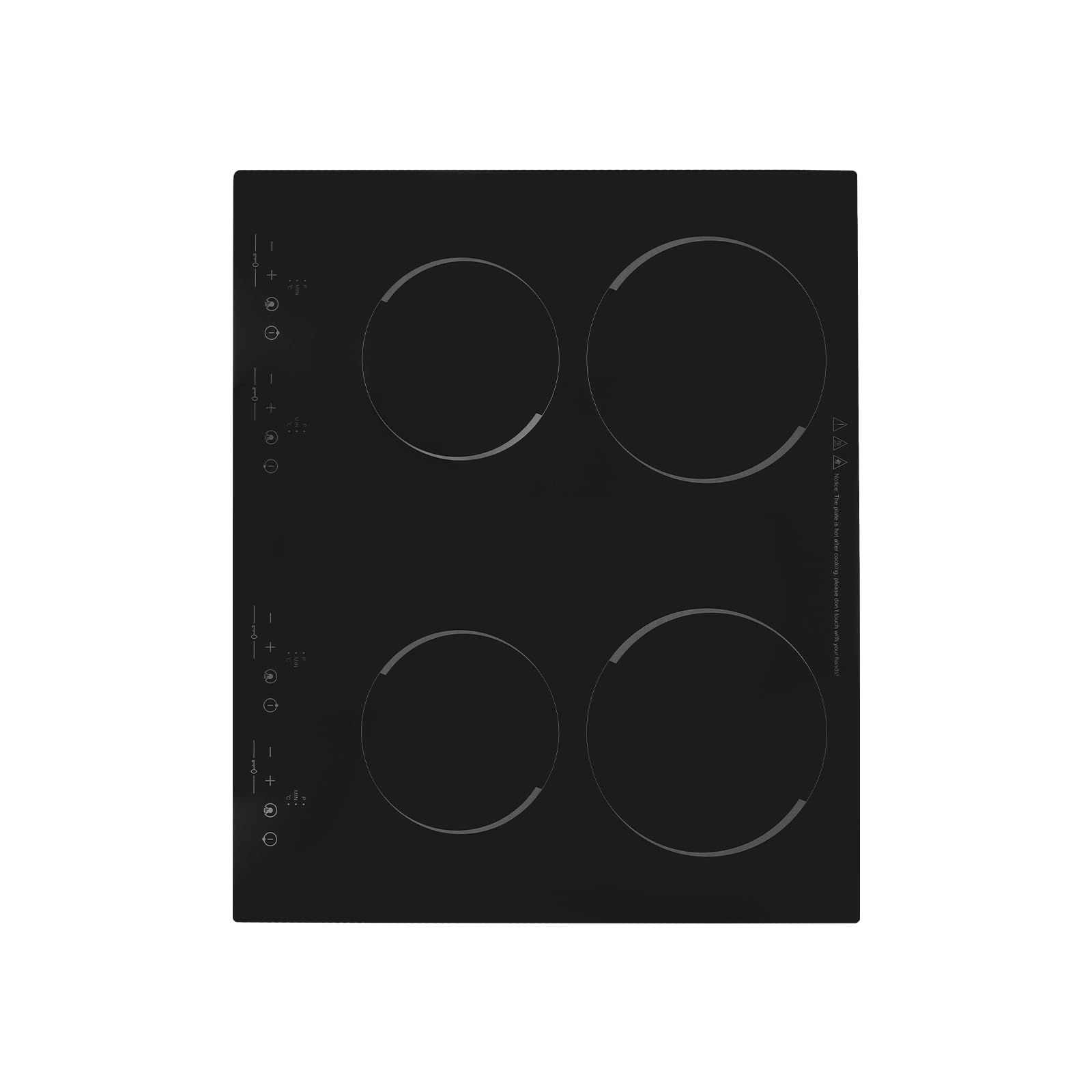 Piano cottura in vetroceramica a 4 zone, 6000 W, piano cottura a induzione 60 cm, con sensore Touch Control, piano cottura a incasso, senza cornice, per teiere, pentole in alluminio, vasi