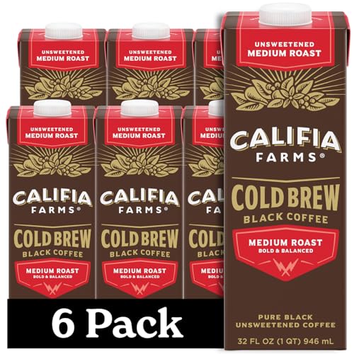 Comparison: Best Pookin Cold Brew 9 Califia Farms - Pure Black Medium Roast Cold Brew Coffee, 32 Oz (Pack of 6), 100% Arabica, Shelf Stable, Plant Based, Vegan, Gluten Free, Non GMO, Sugar Free, Iced Coffee