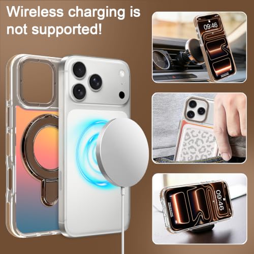 Image of Magnetic for iPhone 17 Pro Case with Stand [Compatible with Magsafe] [Cute Fashion Fluorescent Design] [1 Screen Protector] Slim Translucent Matte Case for iPhone 17 Pro 6.3 inch 2025, Desert