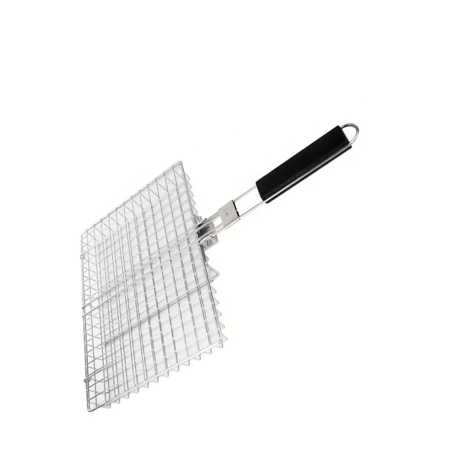 Pratico Acciaio Antiruggine Barbecue Griglie Basket 32 cm Con Manico Staccabile Grigliare Strumento Per Pesce Verdure Carne Acciaio Antiruggine Bbq Mesh Basket