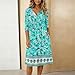 Womens Button Down 2026 Fashion T Shirt Dress Casual Loose Fit 3/4 Sleeve Sundress Round Neck Print Mid Dresses