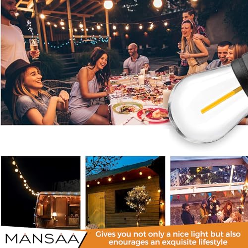 Image of MANSAA M63 Solar Meteor String S14 Bulb Light | 10 Bulbs 10 COB LED | Atmosphere Lamp | Outdoor Waterproof | Courtyard Garden Camping Decoration Hanging Lamp | Made in India