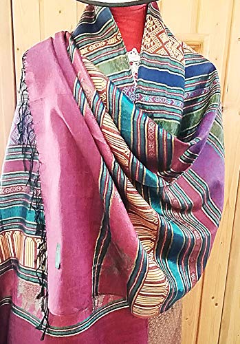 PunPund Thai Silk Scarf Woven Scarves Shawls Pashmina Red Wine Elephant Traditional Women 1 Piece2