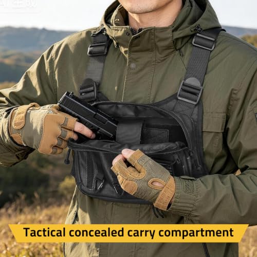 CVLIFE Chest Bag for Men, Outdoor Adjustable Running Vest with Gear Holster - image 2