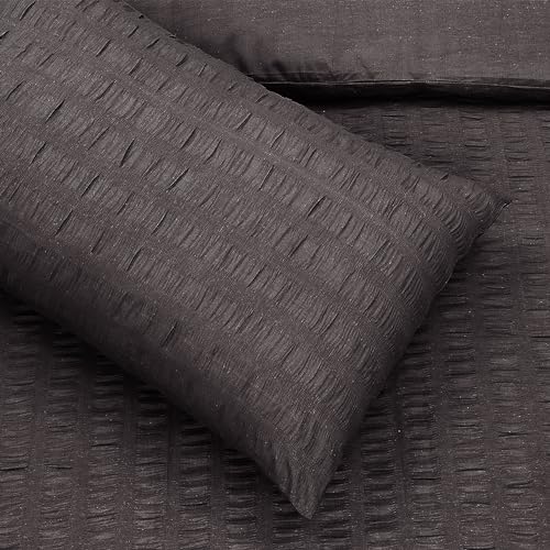 My home store Seersucker Charcoal Double Duvet Cover Set with 2 Pillowcases – Soft Breathable 3 Pcs Quilt Cover Polyester Cotton Bedding Set - Cosy Home Interiors My home store Seersucker Charcoal Double Duvet Cover Set with 2 Pillowcases – Soft Breathable 3 Pcs Quilt Cover Polyester Cotton Bedding Set - Image 4