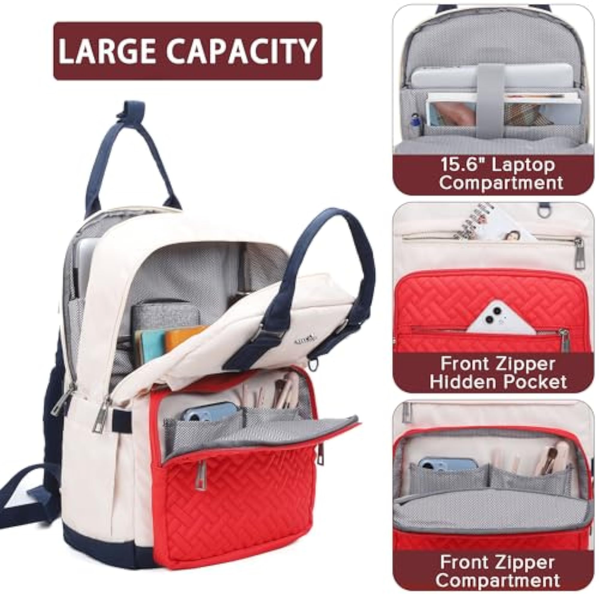 Large Travel Backpack with USB Port for Men and Women