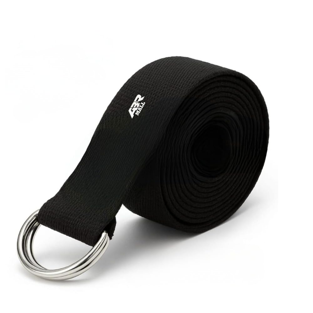 Yoga Belt For Women & Men For Stretching Yoga Strap For Exercise & Workout Cotton Yoga Strap (Black)-image-9