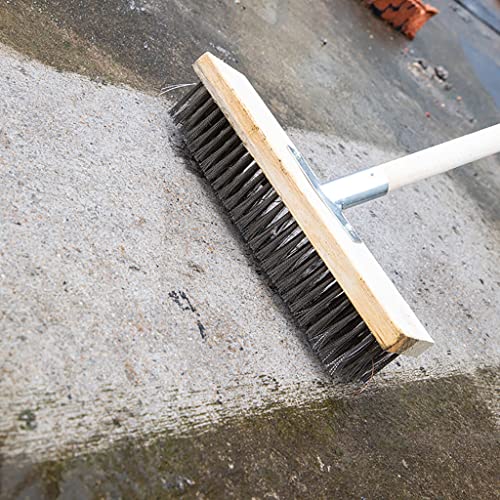 Image of 12 inch Heavy-Duty Rough Surface Floor Brush,Stainless Steel Wire Large Deck Scrub Brush 12 inch x 2.7 inch Removes Snow, Dirt & Grime on Drivways, Steps, Patios, Decks, Tile, Cement Without Stick (12 inch)