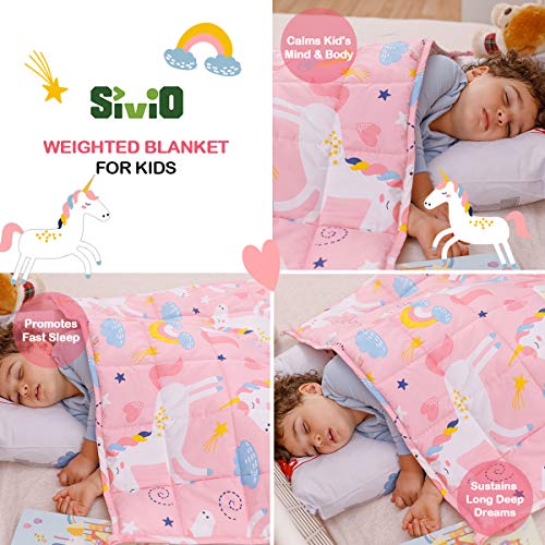 Sivio Weighted Blanket, Cotton Heavy Blanket, Breathable and Soft Weighted Throw, Pink Unicorn, 3lbs, 36 x 48 inches