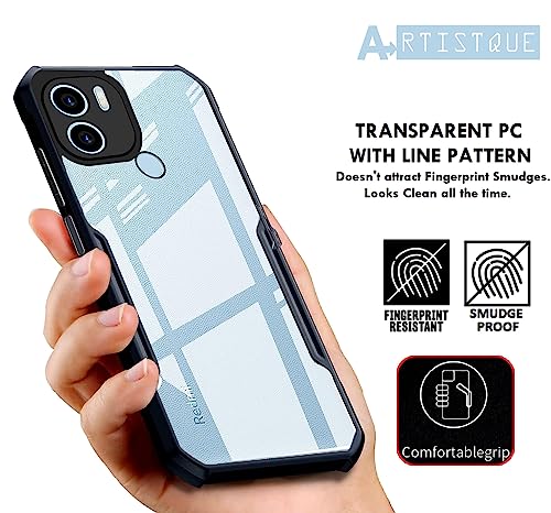 Image of A rtistque Clear Hard Transparent Acrylic Armor Anti-Drop Shockproof TPU Edge Back Cover Case for Poco C50 / Mi Redmi A1 Plus /Mi Redmi A2 Plus - Black