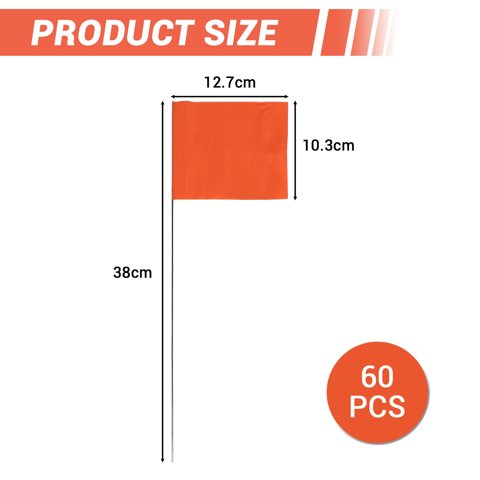 60 sztuk flag do oznaczania trawnika 12,7 x 38 cm, z 1 x flamastrem, chorągiewki, chorągiewki do mierzenia ogrodu, treningu psów (pomarańczowe)