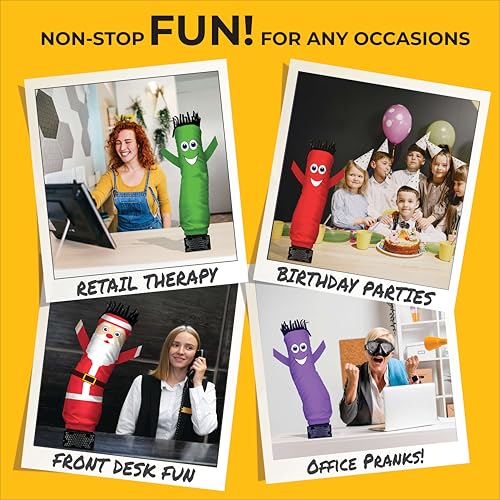 Image of LookOurWay Air Dancers Mini Inflatable Tube Man Set - 29 inch Wacky Waving Inflatable Tube Guy with Blower for Desktop Advertising - Yellow