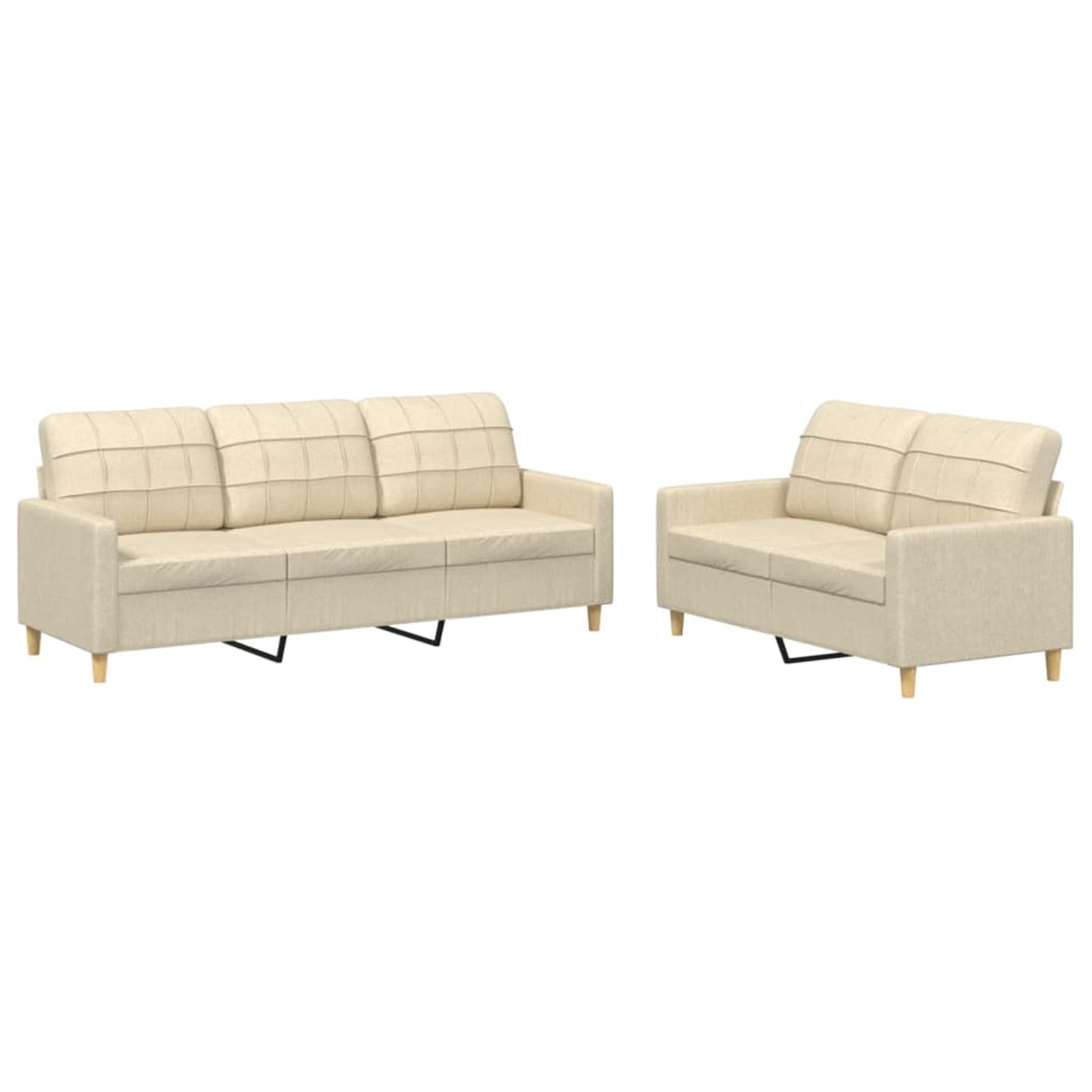 2-TLG. Sofagarnitur mit Kissen Creme Stoff, Sofa Mit Relaxfunktion, Couchgarnitur, Wohnzimmer Sofa, Couch, Sofa Set 3201308