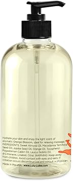 Lulu Orange Blossom Massage Oil, Sweet Almond, Jojoba & Macadamia Oils, Lightweight Non-Greasy Body Oil Smooth Skin & Relaxation Aromatherapy Date Night Couples Massage & Massage Therapy 16 fl oz Pump