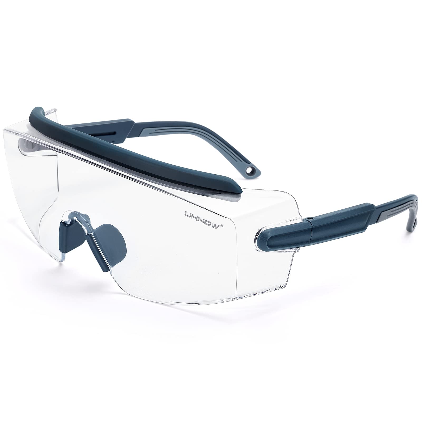 UKNOW Gafas de seguridad sobre gafas, gafas de seguridad antivaho envolvente, gafas protectoras ANSI Z87.1