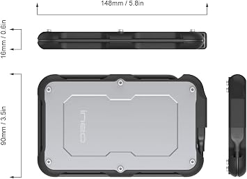 ineo 2.5 USB 3.0 Type-A Rugged Waterproof & Shockproof External Hard Drive Enclosure for 9.5mm & 7mm SATA HDD/SSD [T2580]