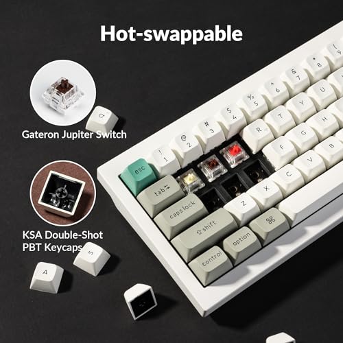 Image of Keychron Q2 Max Wireless Custom Mechanical Gaming Keyboard, QMK /VIA Programmable Knob 2.4 GHz /Bluetooth 5.1 /Wired, 65% Compact RGB Hot-Swap with Gateron Brown Switch for Mac Windows Linux - White