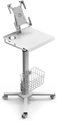 Carrito médico con ruedas ajustable estación de trabajo móvil neumática con carcasa para iPad de 9.7-13" y tableta - Ideal para oficina de clínica