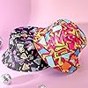 ViEinkaufen 2 Pcs Funny Disco Bucket Hats,Retro 80s 90s Bucket Hat,Summer Fisherman Hat,Reversible Portable Hat Printed,Beach Sun Cap for Women Men,for Hip hop Party Summer Travel Black #5