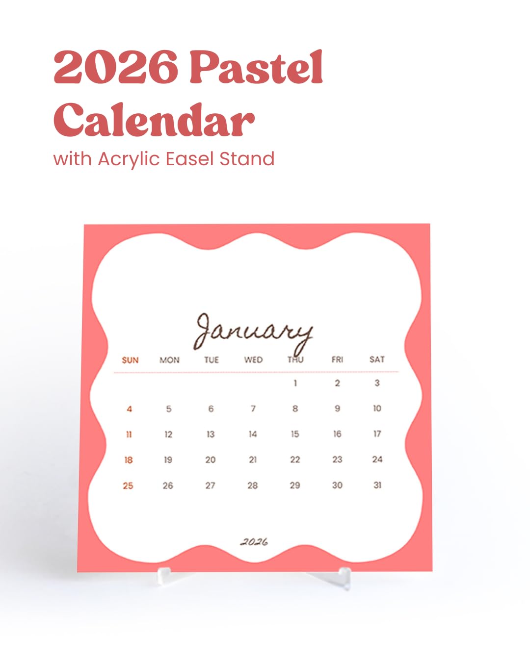 Zoomin Pastel Desk Calendar 2026 | Square Monthly Calendar with Acrylic Easel Stand | 12 Soft Pastel Prints with Notes Section | 350 GSM Premium Glossy Cards | Perfect for Office Desk, Study Table, Bedrooms, Christmas & New Year Gifts-image-37