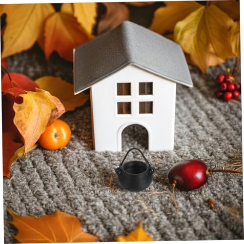Caldero de plástico para Halloween mini teteras decorativas negras para adornos de mesa y fiestas 6