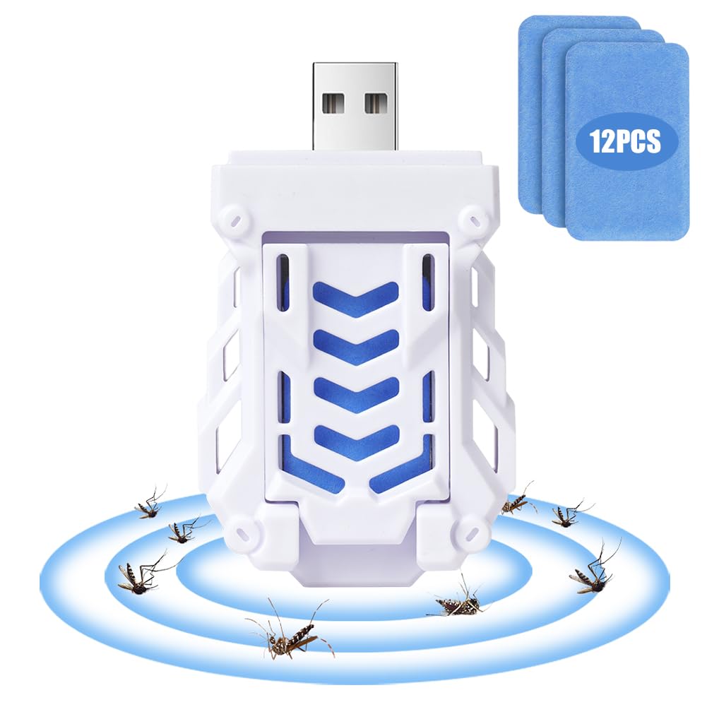 AOOWU Portable USB Electric Mosquito Repellent Killer, Electric Insect Killer, Mosquito Lamps, No Toxic Mosquito Killer Lamp, Fly Trap for Home, Kitchen, Bedroom, with 12 Mosquito Repellent Tablets