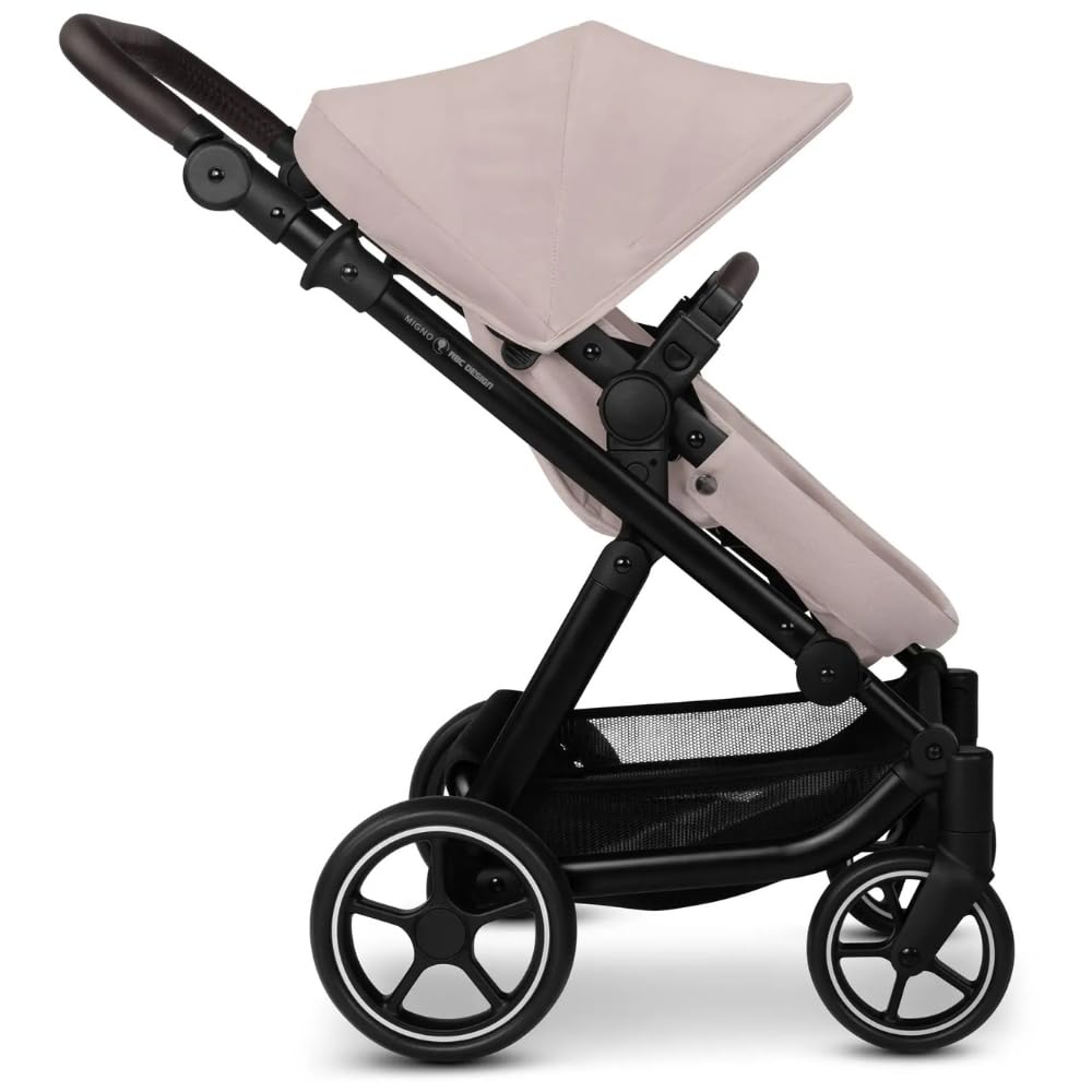 ABC Design Migno wózek dla lalek 2 w 1, wózek dla lalek z wanną dla niemowląt, siedzisko sportowe, regulowany suwak zginany, kompaktowy rozmiar składany, od 3 lat - Berry