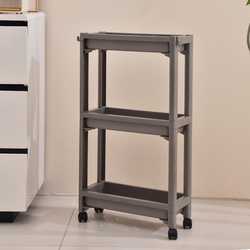 Zilnox キッチンワゴン スリム キャスター付き 3段 隙間収納 頑丈 収納 洗面所 省スペース 組立簡単 幅18ｘ奥行40ｘ高さ71.5cm グレー