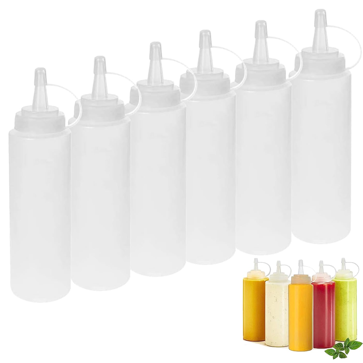 Squeeze Flasche aus Kunststoff, 6 Stück 8oz Plastik Quetschflasche, Condiment Flaschen