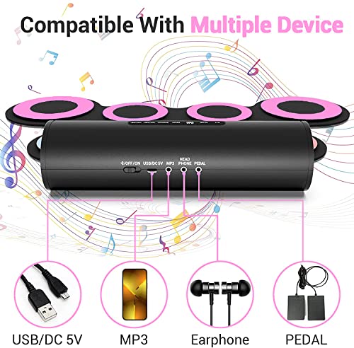 Jochaie Electric Drum Set For Kids, Roll-Up Drum Pad Machine With Headphone Built-In Speaker Drum Sticks Foot Pedals 10 Hours Playtime, Great Holiday Xmas Birthday Gift For Kids #TOP15