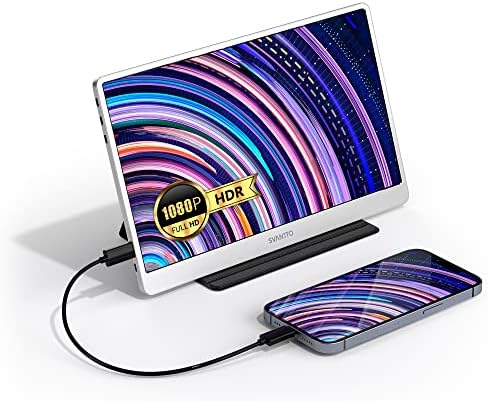 Portable Monitor SVANTTO [2022 Latest] FHD 15.6” Portable Screen for Laptop 400Nits Brightness Travel Monitor, 100% sRGB 1080P Laptop Monitor Extender, Mac Xbox PS5 Computer Display with HDMI Cable