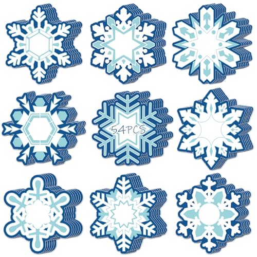 54 Pcs Christmas Winter Cutouts Double Printed Winter Snowflake Paper Decor for Christmas Winter Bulletin Board Classroom Decorations(Snowflake 54