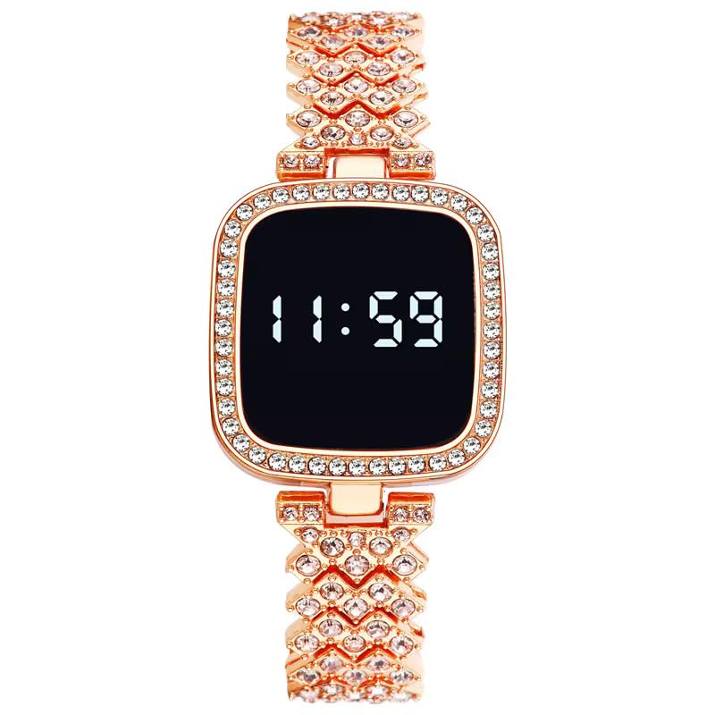 OBLETTER Fashion Diamonds Steel Watch Full Diamond Touch Screen LED Rhinestone Bracelet Watches for Woman (B0D8ZNGHNF) Amazon Price History, Amazon Price Tracker