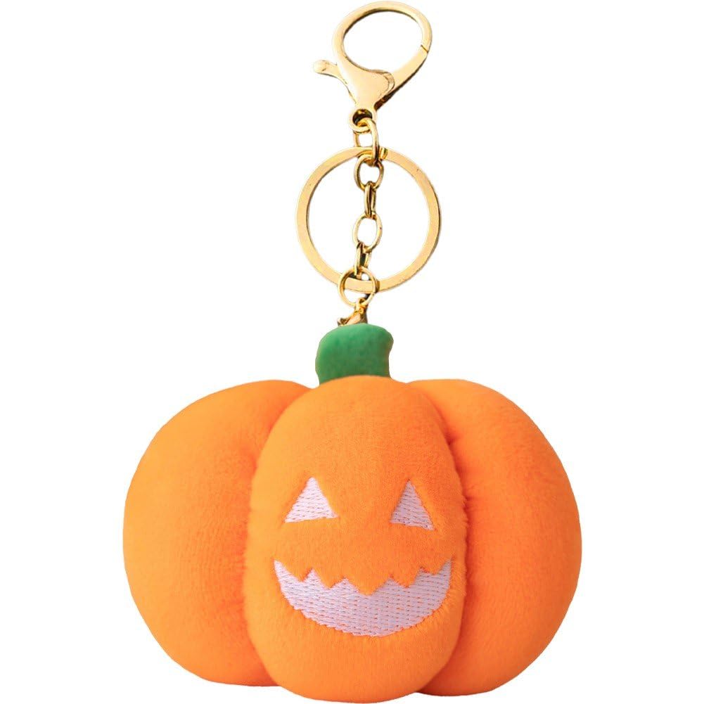 Fituenly Women's Lighted Cartoon Plush Pumpkin Keychain Stuffed Pumpkin Pendant Charm Vintage Halloween Key Ring Accessories For Purse Backpack