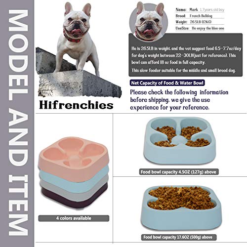 Hifrenchies Gesunde französische Bulldogge Langsam fütternde Hundenapf, Hundekatze Langsam fütternde Schüssel, Langsamer Futterautomat für Frenchie(Blaue vierblättrige Kleeblatt Schüssel)