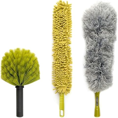 DOCA Duster Kit, Duster with Extension Pole, Duster Kit Attachments, Dusters for Cleaning - Includes Feather Duster, Ceiling Fan Duster, Cobweb Duster Cover