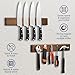 ENOKING 16 Inch Strong Magnetic Knife Holder for Wall, Solid Acacia Wood Knife Bar with 4 Hooks, 3-Way Installation: No-Drill Wall Mount, Screw Mount, & Refrigerator Slip-Proof Magnet Strip