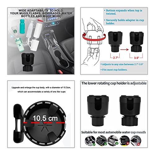 Image of Large Size Car Cup Holder Expander with Cell Phone Holder Adjustable Base U-Shaped Slot Cup Holder Adapter Compatible with All Kinds of Cups and Bottles