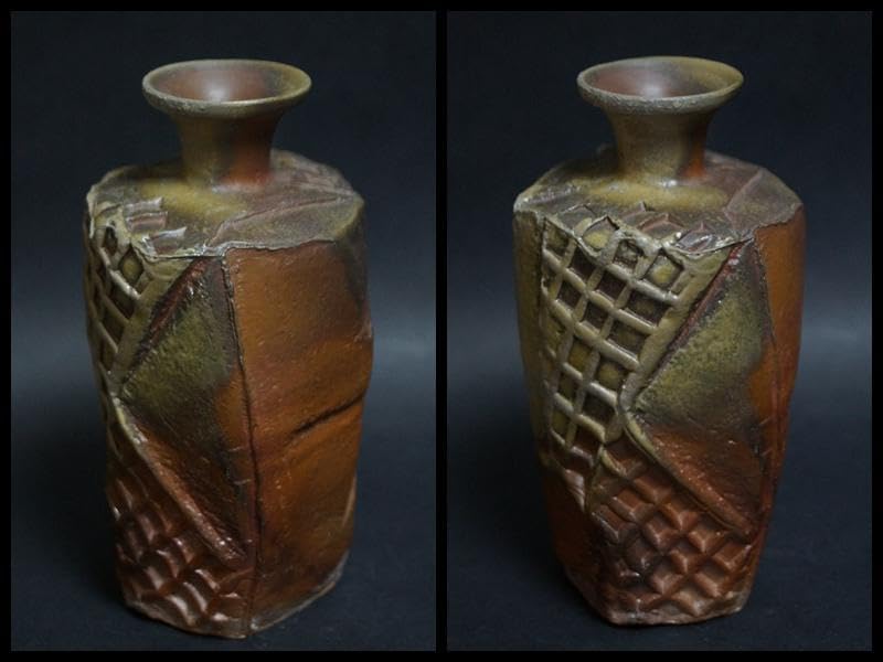 備前焼 小西陶蔵造 窯変造形徳利 共箱 酒器 備前市重要無形文化財☆美