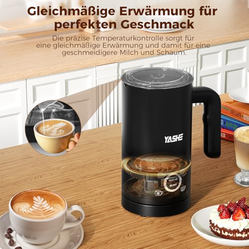 YASHE 4-IN-1 Edelstahl Milchaufschäumer, 10oz/300ml Milchschäumer für Perfekte Lattes, Cappuccinos, Macchiato & Heiße Schokolade, Schnell & Einfach zu Reinigen, mit Dichtem Samtigem Schaum – Bild 3