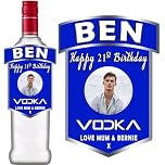 Photo Personalised Blue Bottle Label Sticker for Smirnoff Vodka Birthday Anniversary Xmas