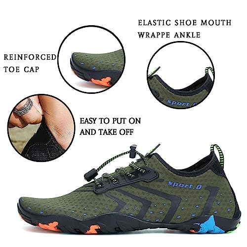 Foto von SAGUARO Badeschuhe Herren Wasserschuhe Männer Schwimmschuhe Aquaschuhe Wassersportschuhe Strandschuhe Barfußschuhe,Stil 1:Grün 44 EU