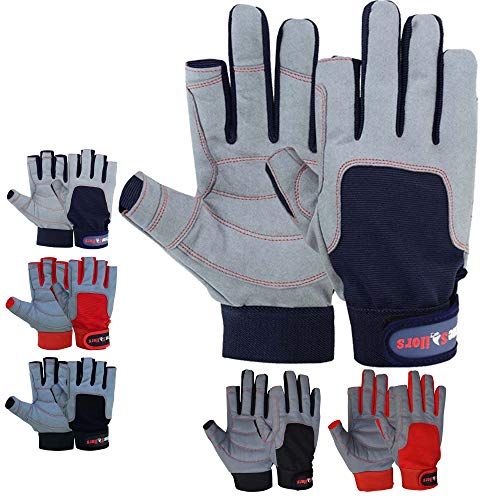 Image of MRX BOXING & FITNESS Sailing Gloves with Cut only Thumb and Index Finger and Grip for Men and Women, Great for Kayaking, Workouts and More Blue /Grey